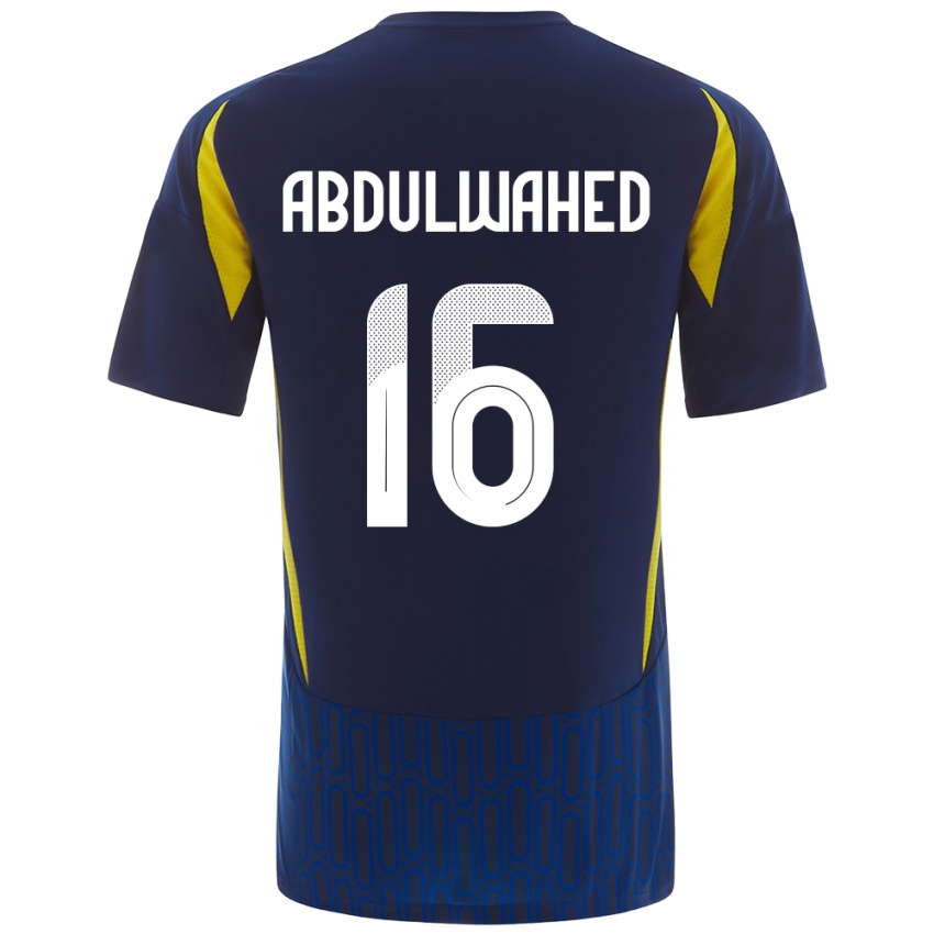 Niño Camiseta Ghader Abdulwahed #16 Azul Amarillo 2ª Equipación 2024/25 La Camisa