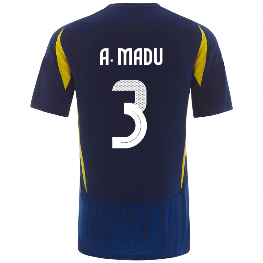 Niño Camiseta Abdullah Madu #3 Azul Amarillo 2ª Equipación 2024/25 La Camisa