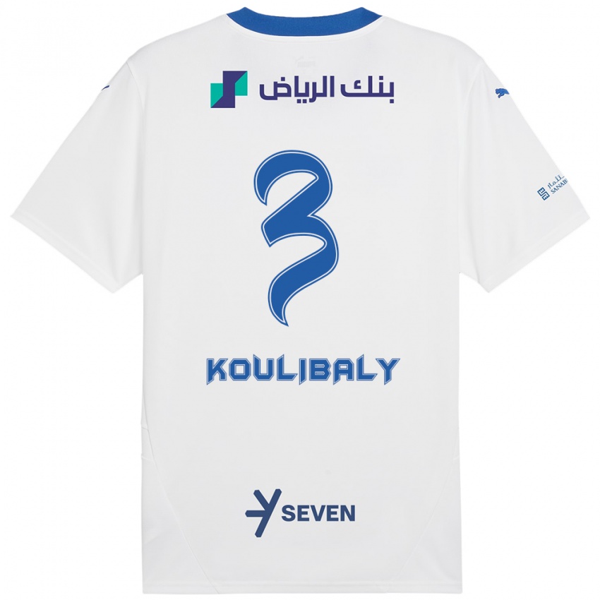 Niño Camiseta Kalidou Koulibaly #3 Blanco Azul 2ª Equipación 2024/25 La Camisa