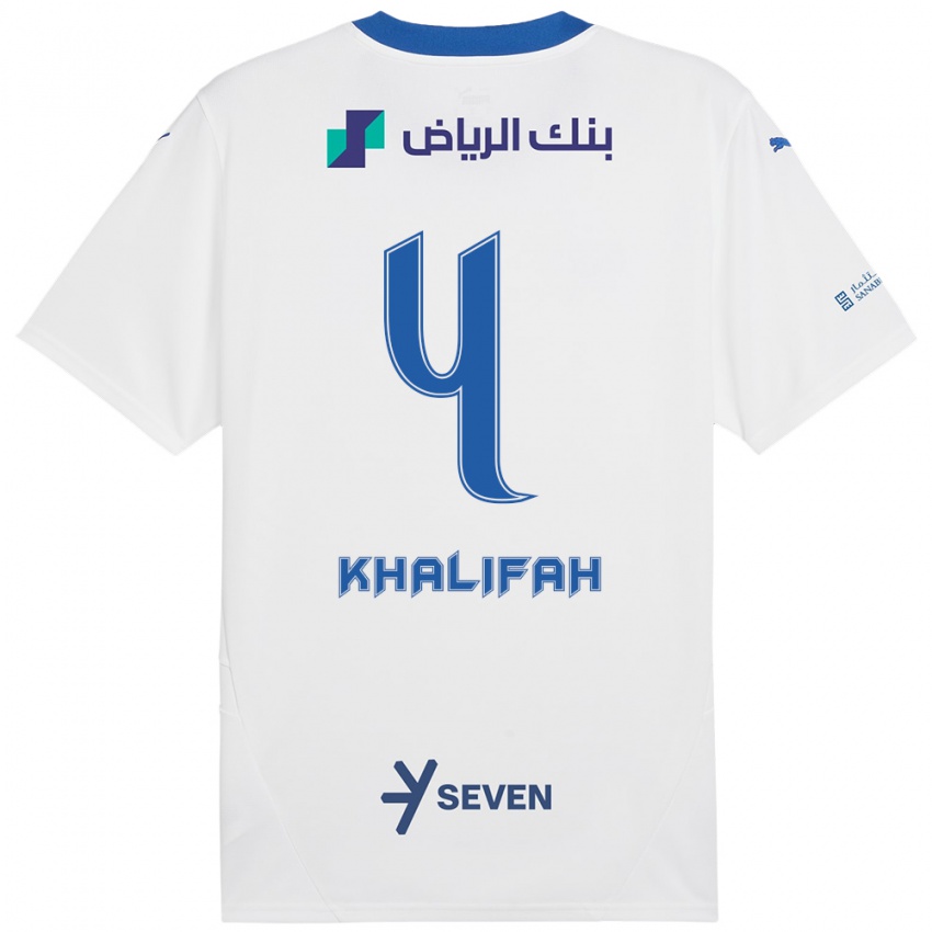 Niño Camiseta Khalifah Al-Dawsari #4 Blanco Azul 2ª Equipación 2024/25 La Camisa