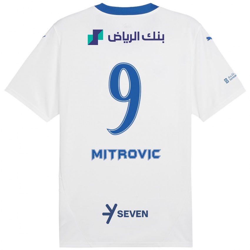 Niño Camiseta Aleksandar Mitrovic #9 Blanco Azul 2ª Equipación 2024/25 La Camisa