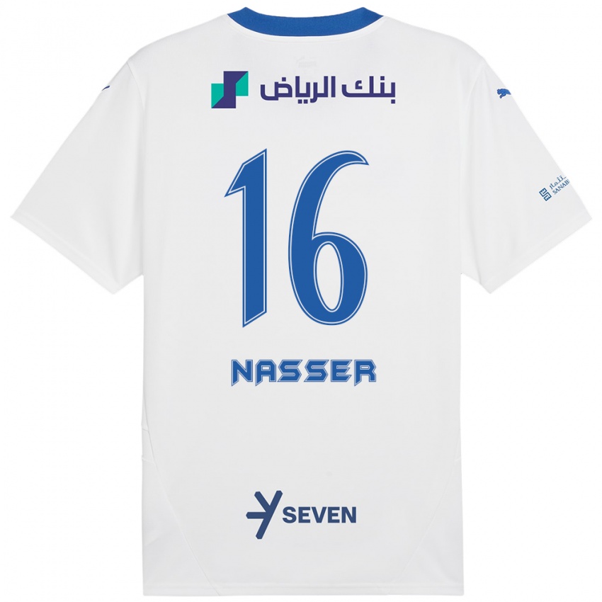 Niño Camiseta Nasser Al-Dawsari #16 Blanco Azul 2ª Equipación 2024/25 La Camisa