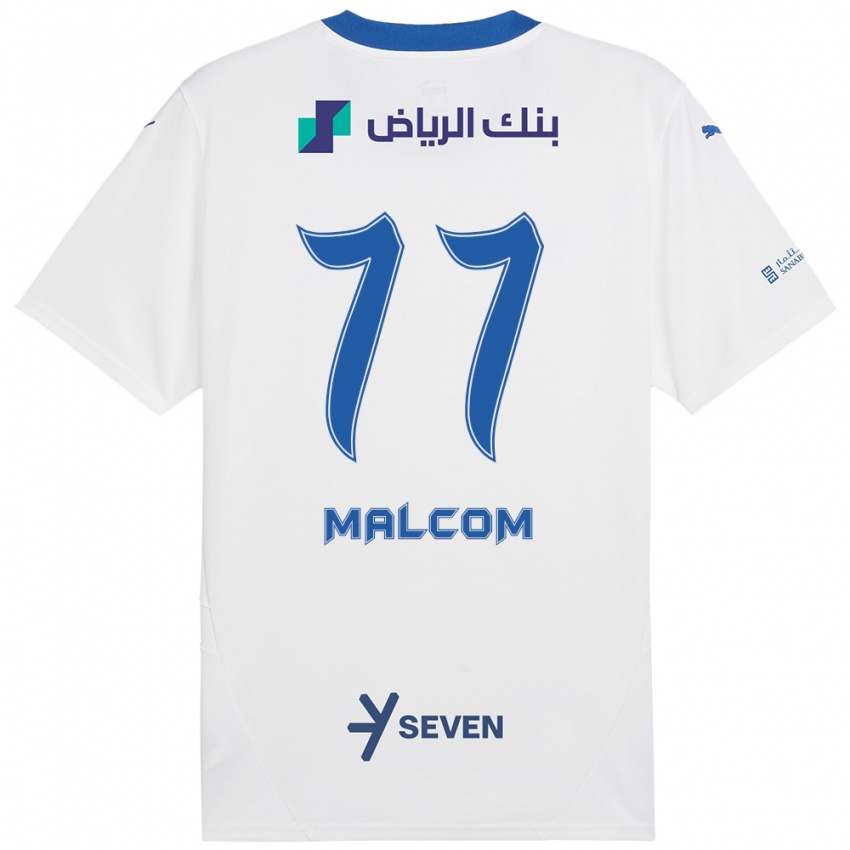 Niño Camiseta Malcom #77 Blanco Azul 2ª Equipación 2024/25 La Camisa