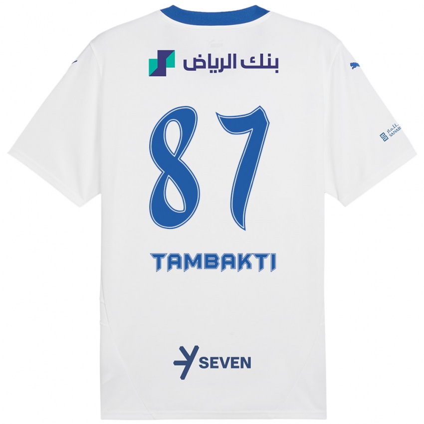 Niño Camiseta Hassan Tambakti #87 Blanco Azul 2ª Equipación 2024/25 La Camisa