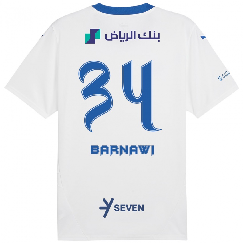 Niño Camiseta Saleh Barnawi #34 Blanco Azul 2ª Equipación 2024/25 La Camisa