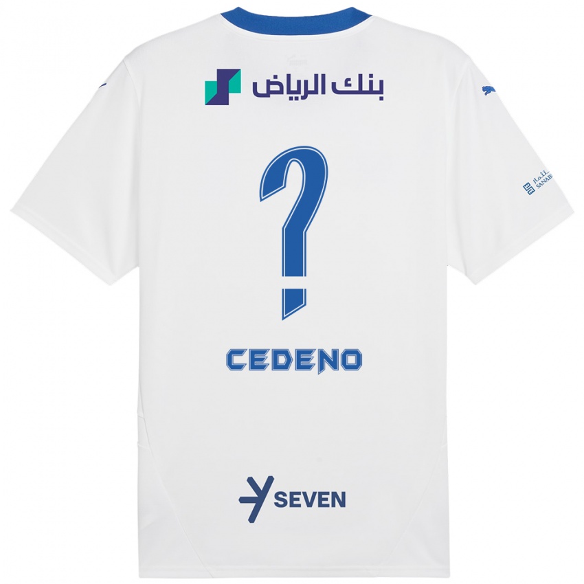 Niño Camiseta Lineth Cedeño #0 Blanco Azul 2ª Equipación 2024/25 La Camisa