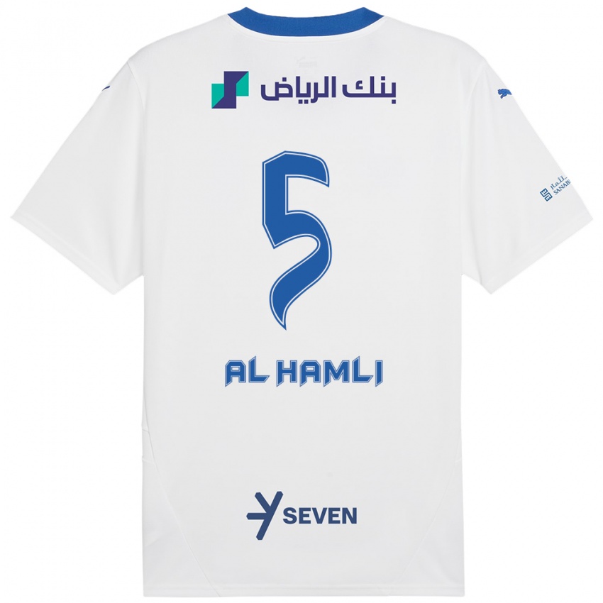 Niño Camiseta Noura Al-Hamli #5 Blanco Azul 2ª Equipación 2024/25 La Camisa