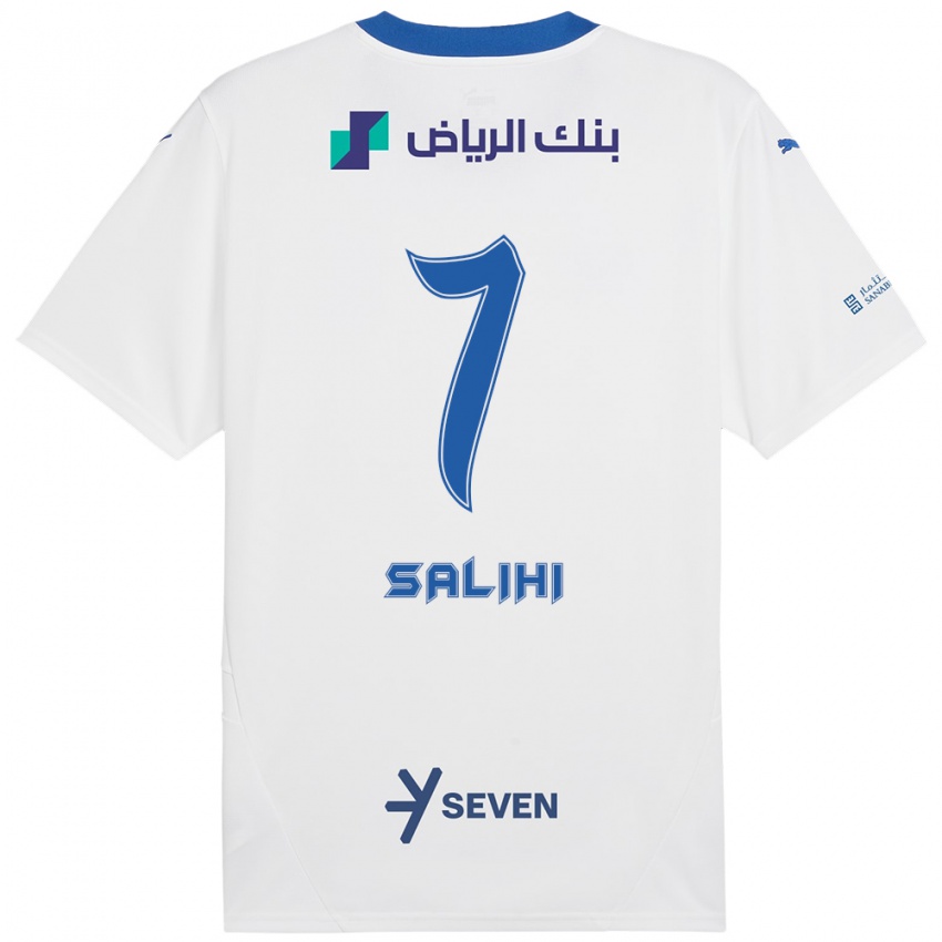 Niño Camiseta Shokhan Salihi #7 Blanco Azul 2ª Equipación 2024/25 La Camisa