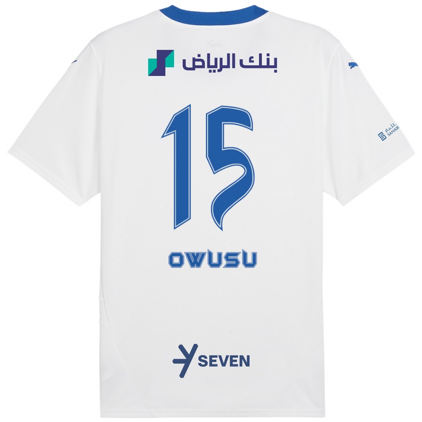 Niño Camiseta Mavis Owusu #15 Blanco Azul 2ª Equipación 2024/25 La Camisa