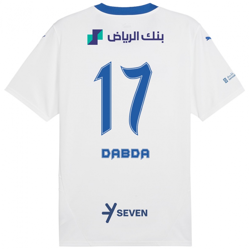 Niño Camiseta Claudia Dabda #17 Blanco Azul 2ª Equipación 2024/25 La Camisa