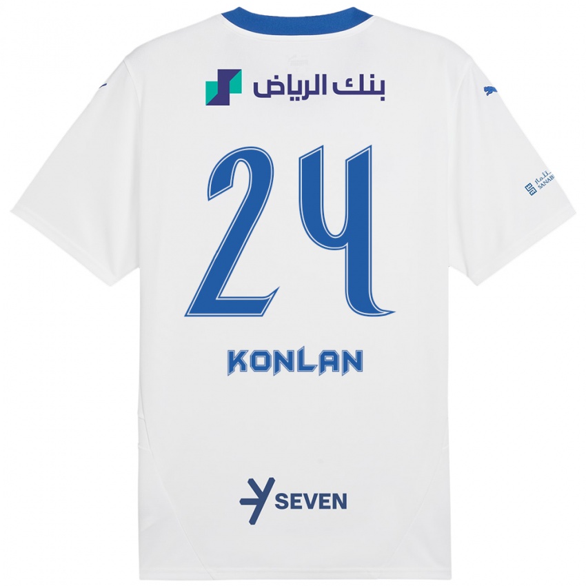 Niño Camiseta Cynthia Konlan #24 Blanco Azul 2ª Equipación 2024/25 La Camisa