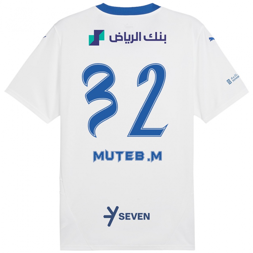 Niño Camiseta Muteb Al-Mufarrij #32 Blanco Azul 2ª Equipación 2024/25 La Camisa