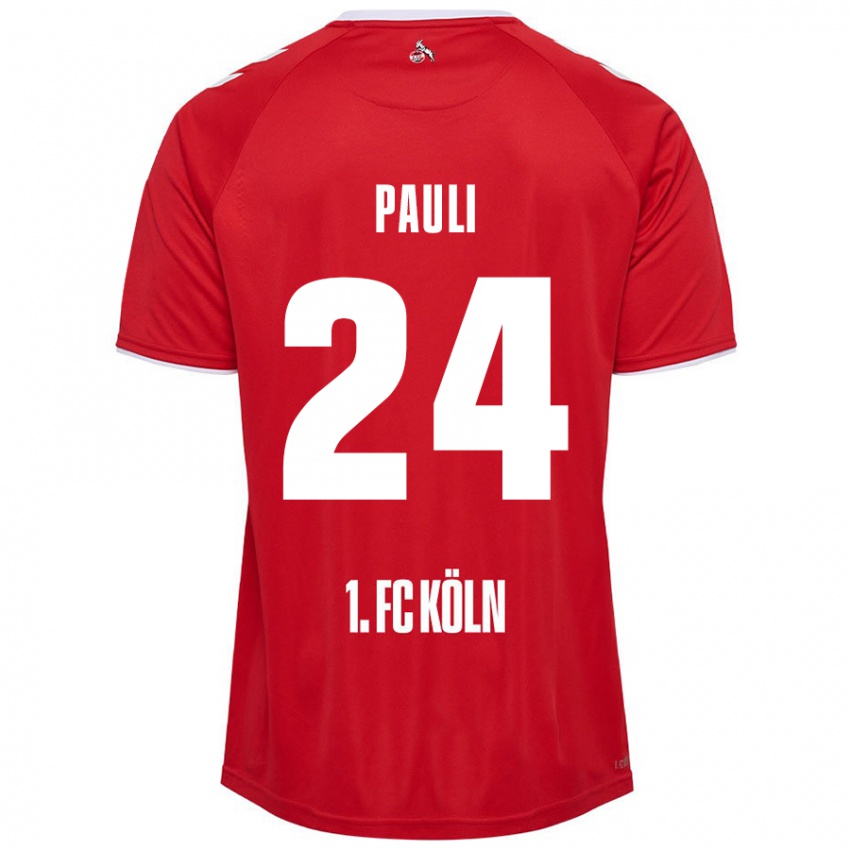 Niño Camiseta Julian Pauli #24 Rojo Blanco 2ª Equipación 2024/25 La Camisa