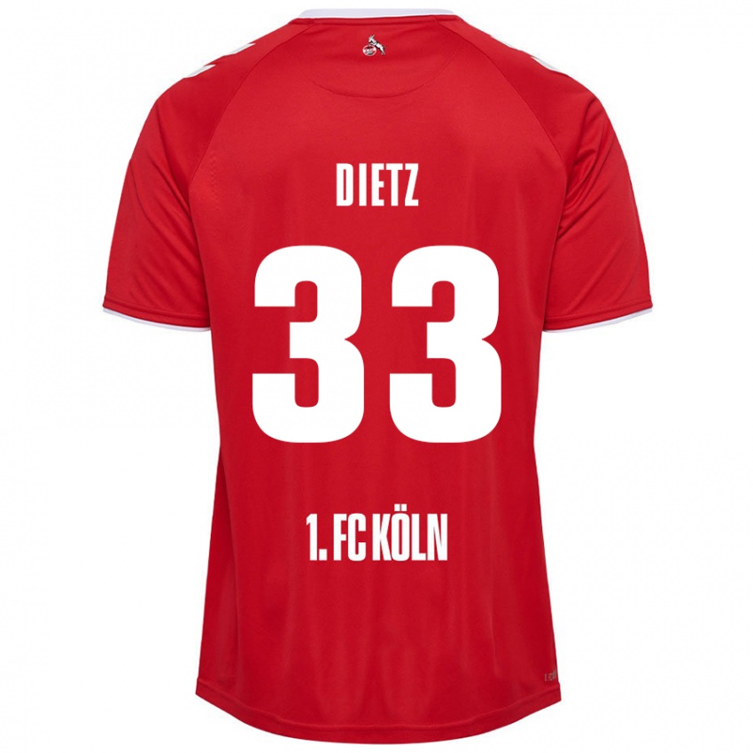 Niño Camiseta Florian Dietz #33 Rojo Blanco 2ª Equipación 2024/25 La Camisa