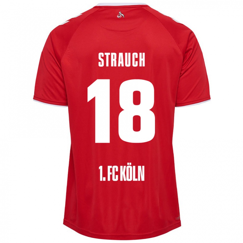 Niño Camiseta Georg Strauch #18 Rojo Blanco 2ª Equipación 2024/25 La Camisa