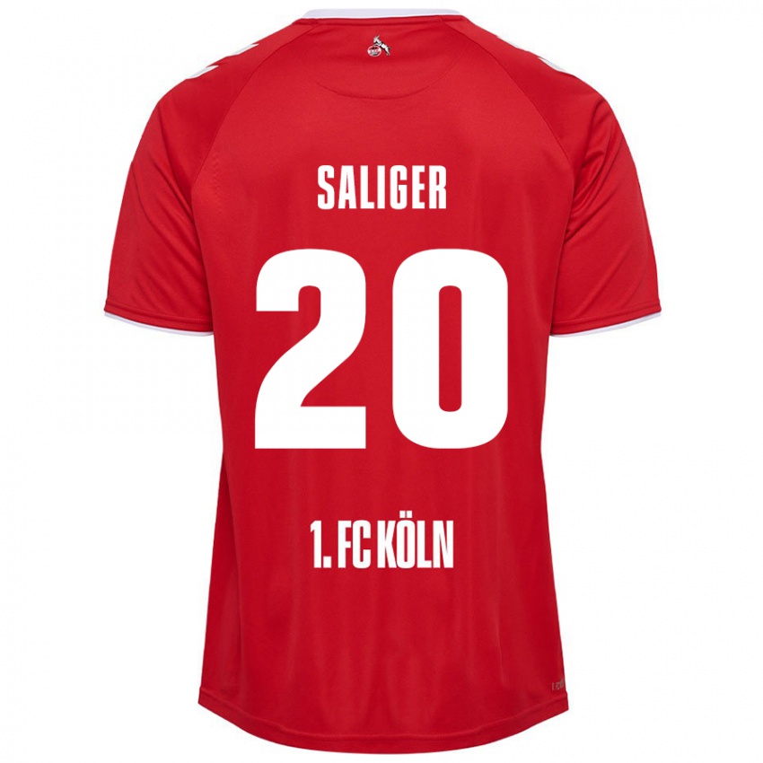 Niño Camiseta Jonas Saliger #20 Rojo Blanco 2ª Equipación 2024/25 La Camisa