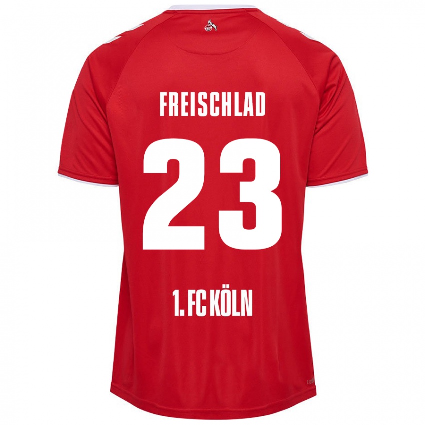 Niño Camiseta Yannick Freischlad #23 Rojo Blanco 2ª Equipación 2024/25 La Camisa