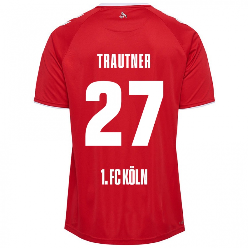 Niño Camiseta Tobias Trautner #27 Rojo Blanco 2ª Equipación 2024/25 La Camisa