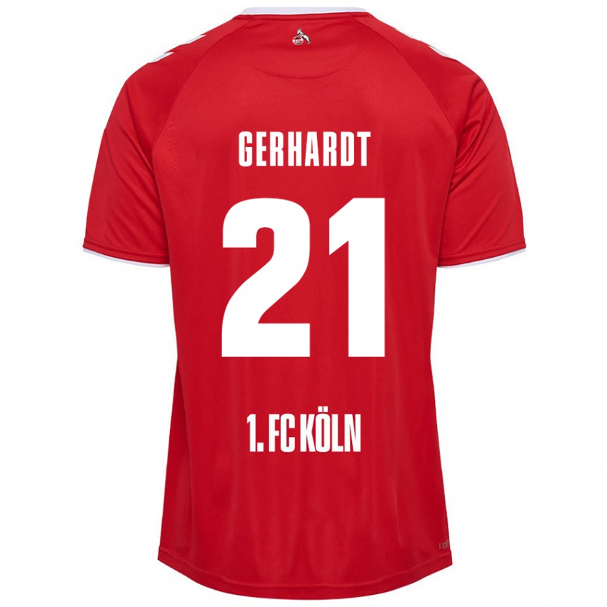 Niño Camiseta Anna Gerhardt #21 Rojo Blanco 2ª Equipación 2024/25 La Camisa