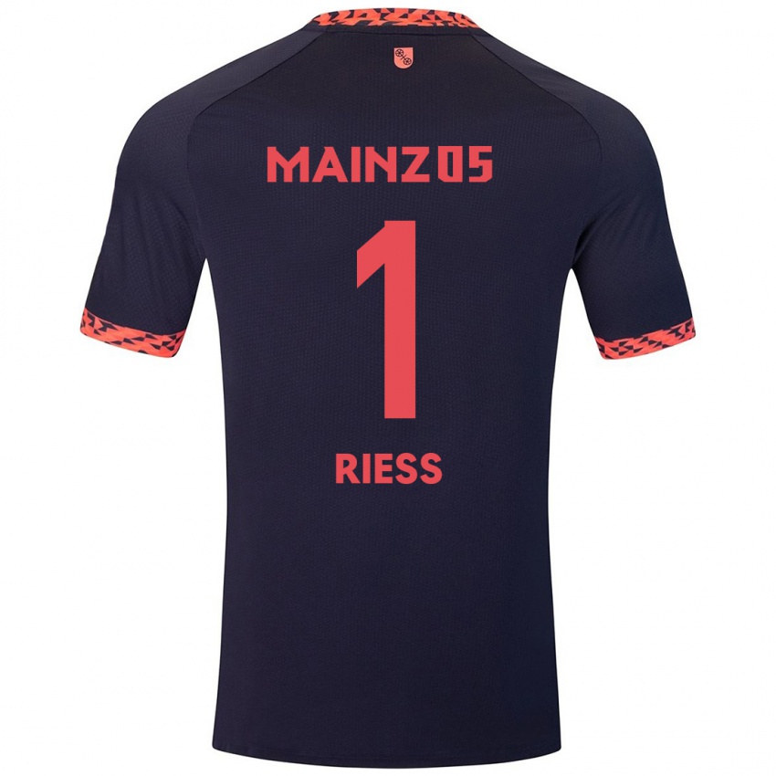 Niño Camiseta Lasse Rieß #1 Azul Coral Rojo 2ª Equipación 2024/25 La Camisa