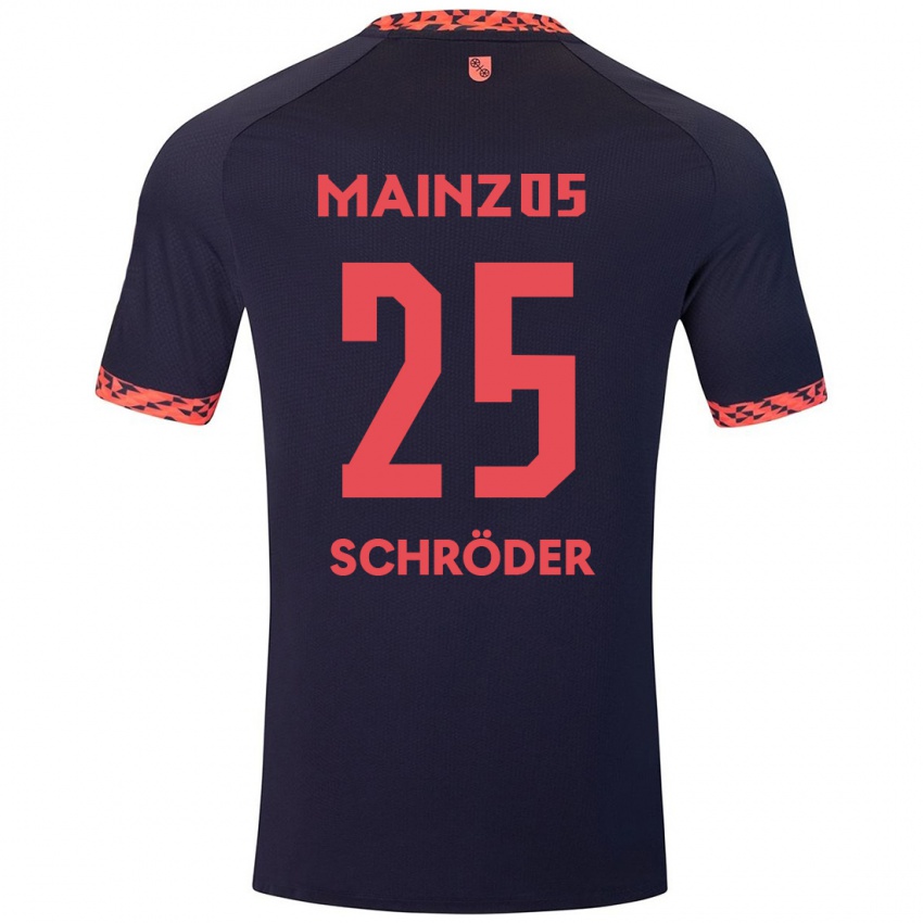 Niño Camiseta Maxim Schröder #25 Azul Coral Rojo 2ª Equipación 2024/25 La Camisa