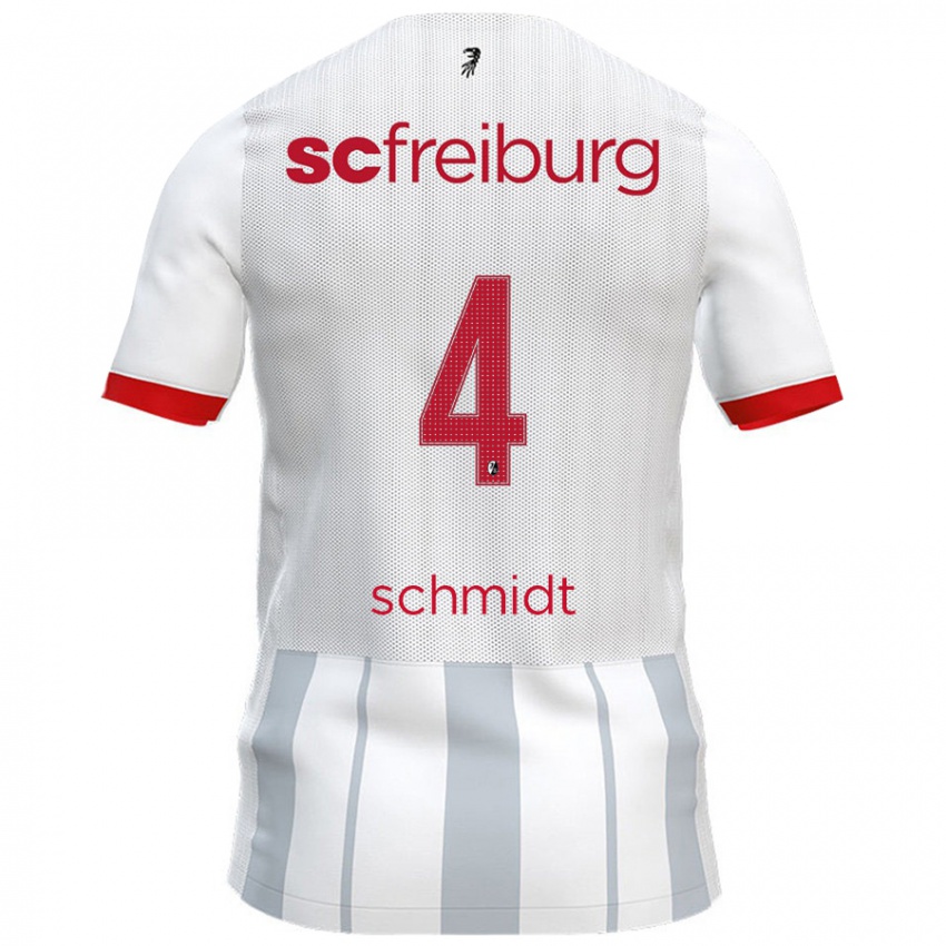 Niño Camiseta Kenneth Schmidt #4 Blanco Gris 2ª Equipación 2024/25 La Camisa