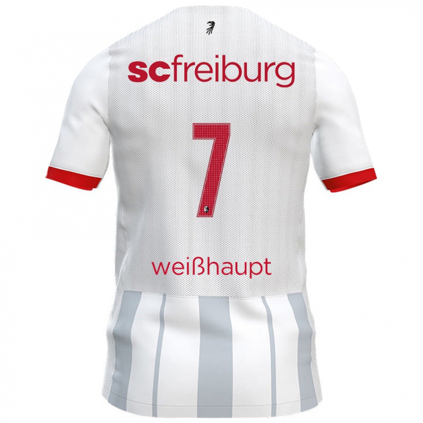 Niño Camiseta Noah Weißhaupt #7 Blanco Gris 2ª Equipación 2024/25 La Camisa