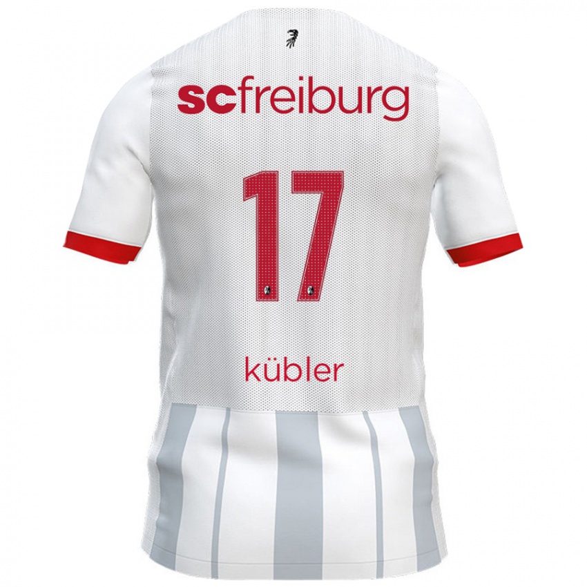 Niño Camiseta Lukas Kübler #17 Blanco Gris 2ª Equipación 2024/25 La Camisa