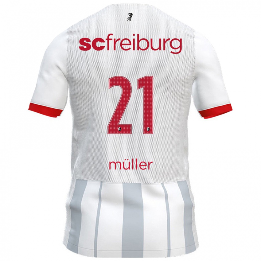 Niño Camiseta Florian Müller #21 Blanco Gris 2ª Equipación 2024/25 La Camisa