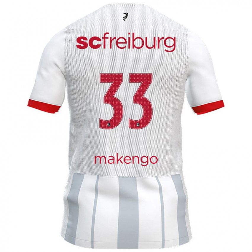 Niño Camiseta Jordy Makengo #33 Blanco Gris 2ª Equipación 2024/25 La Camisa