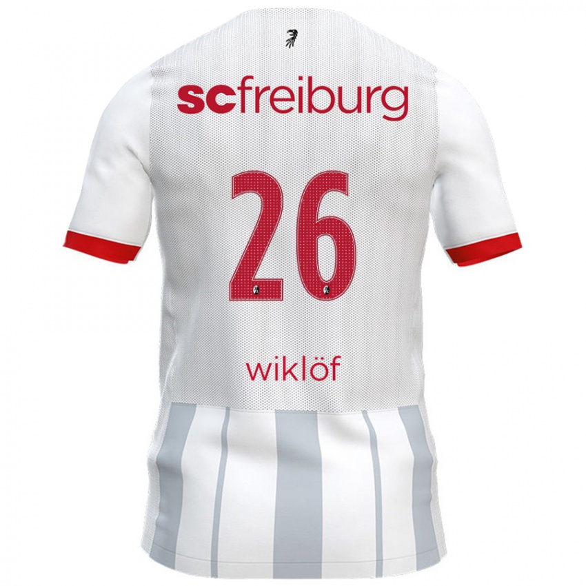 Niño Camiseta Oscar Wiklöf #26 Blanco Gris 2ª Equipación 2024/25 La Camisa