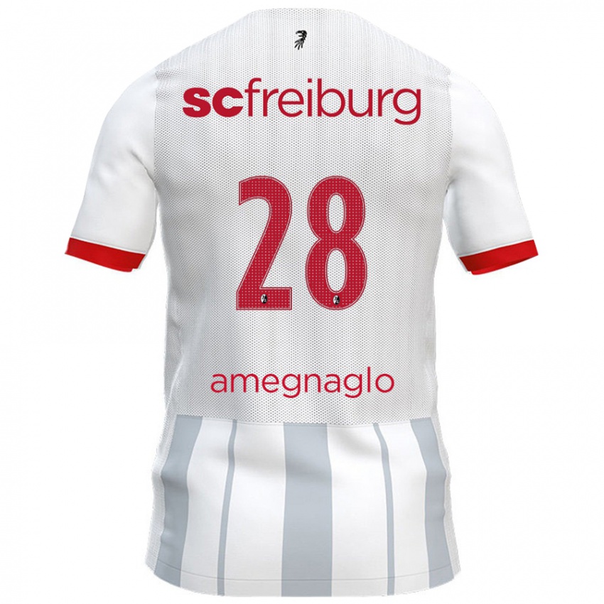 Niño Camiseta David Amegnaglo #28 Blanco Gris 2ª Equipación 2024/25 La Camisa