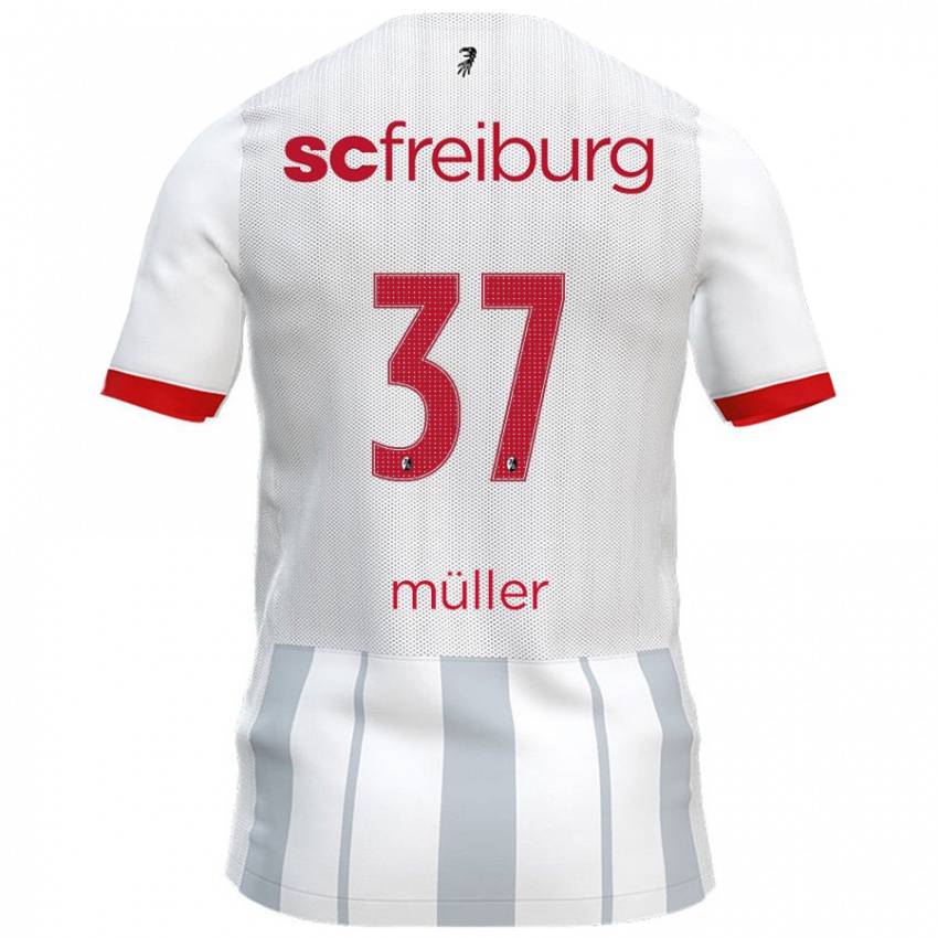 Niño Camiseta Ruben Müller #37 Blanco Gris 2ª Equipación 2024/25 La Camisa