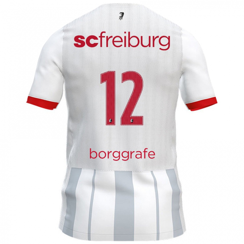 Niño Camiseta Rafaela Borggräfe #12 Blanco Gris 2ª Equipación 2024/25 La Camisa