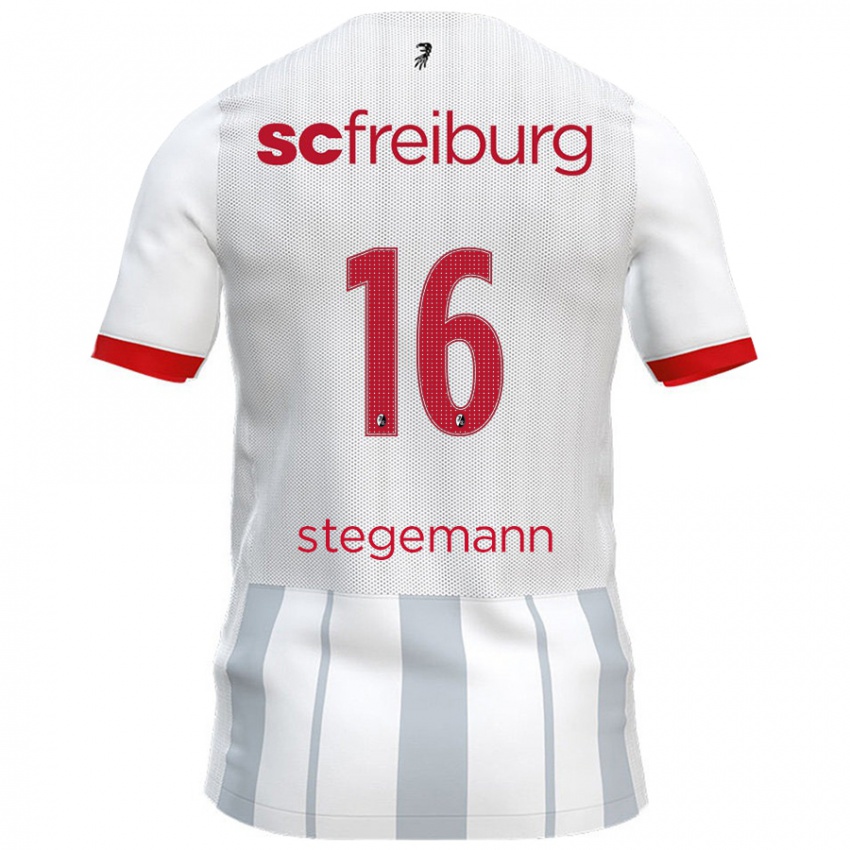 Niño Camiseta Greta Stegemann #16 Blanco Gris 2ª Equipación 2024/25 La Camisa