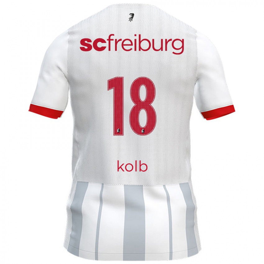 Niño Camiseta Lisa Kolb #18 Blanco Gris 2ª Equipación 2024/25 La Camisa