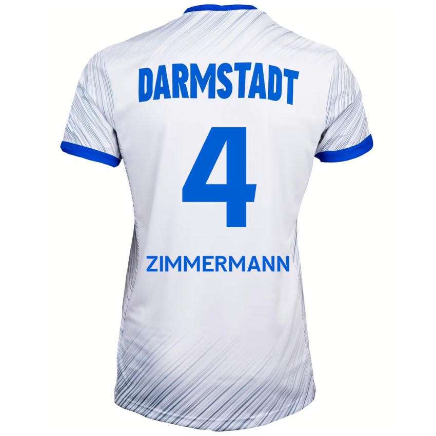 Niño Camiseta Christoph Zimmermann #4 Blanco Azul 2ª Equipación 2024/25 La Camisa