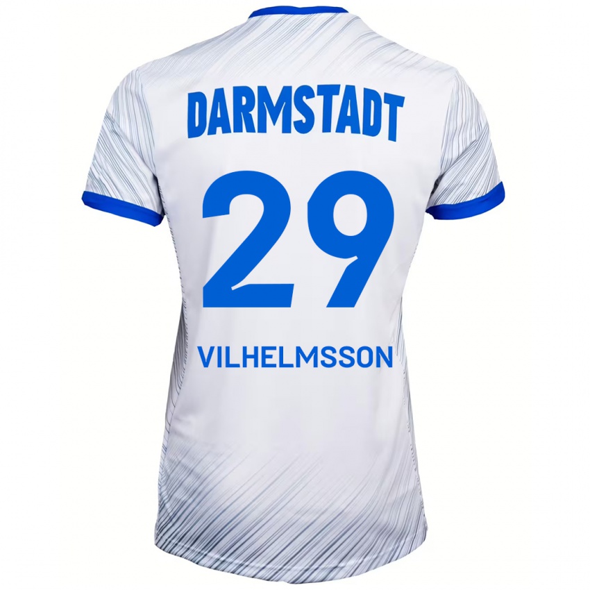 Niño Camiseta Oscar Vilhelmsson #29 Blanco Azul 2ª Equipación 2024/25 La Camisa