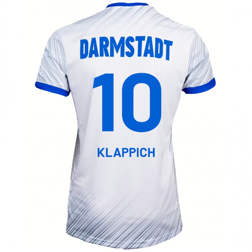 Niño Camiseta Luis Klappich #10 Blanco Azul 2ª Equipación 2024/25 La Camisa