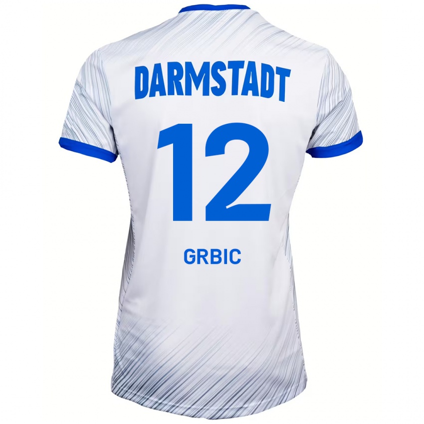 Niño Camiseta Viktor Grbic #12 Blanco Azul 2ª Equipación 2024/25 La Camisa