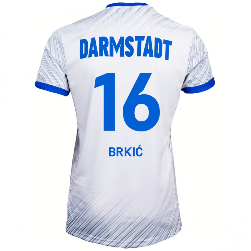 Niño Camiseta Amar Brkić #16 Blanco Azul 2ª Equipación 2024/25 La Camisa