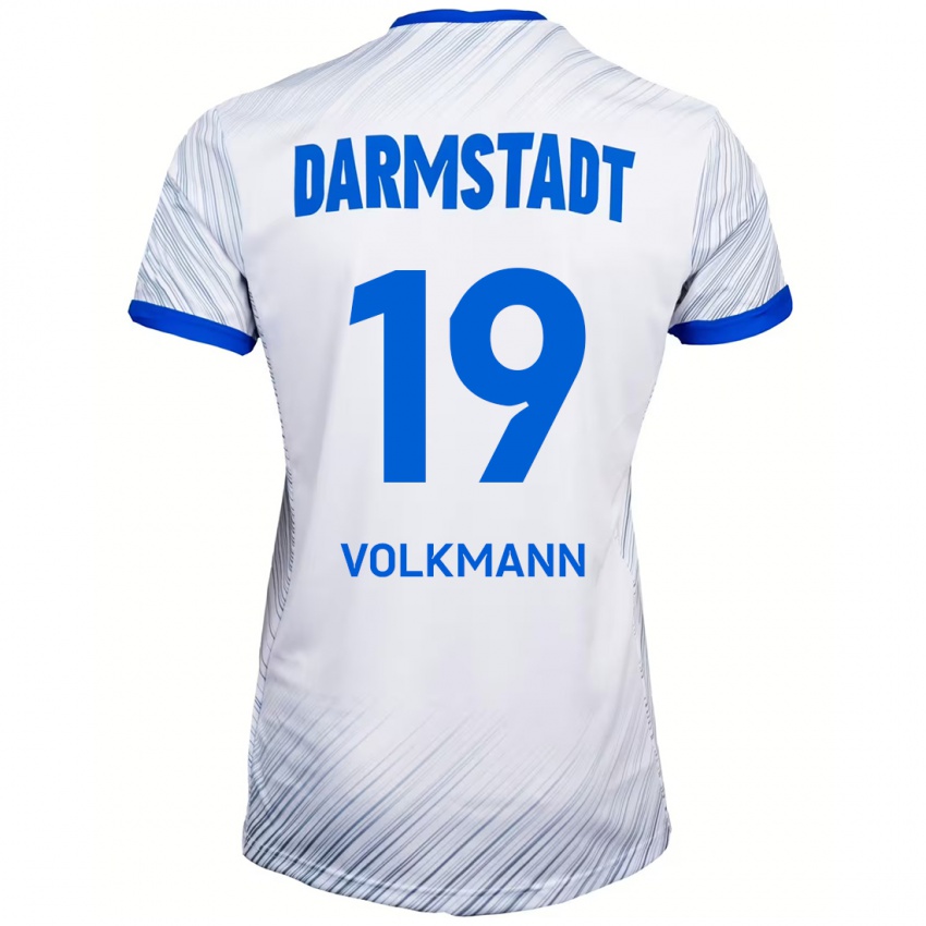 Niño Camiseta Japhet Volkmann #19 Blanco Azul 2ª Equipación 2024/25 La Camisa