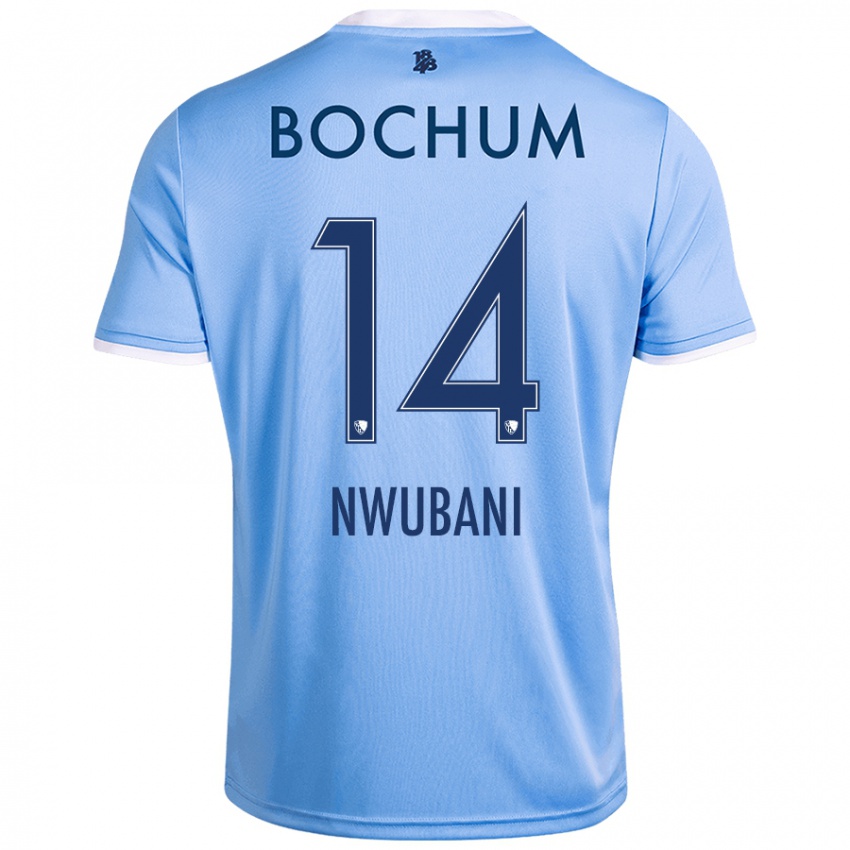 Niño Camiseta Keleb Nwubani #14 Azul Cielo 2ª Equipación 2024/25 La Camisa