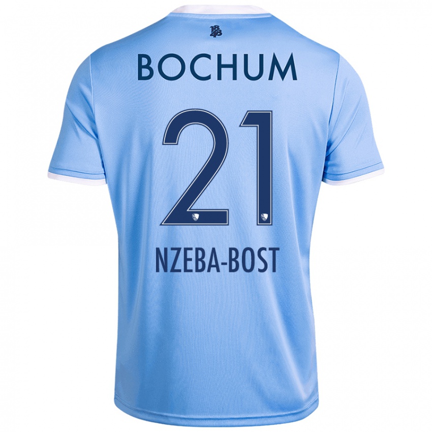 Niño Camiseta Jan Nzeba-Bost #21 Azul Cielo 2ª Equipación 2024/25 La Camisa