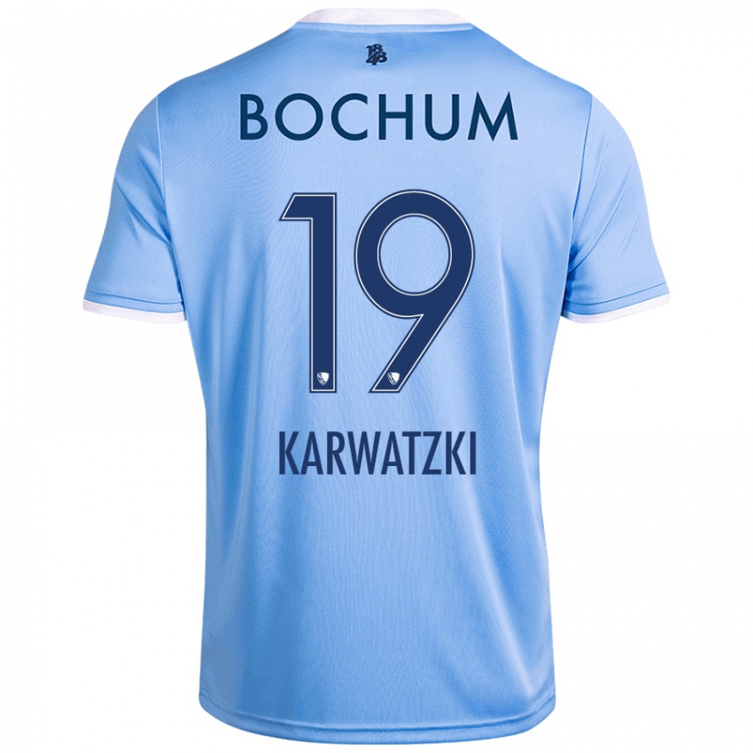 Niño Camiseta Lucy Karwatzki #19 Azul Cielo 2ª Equipación 2024/25 La Camisa