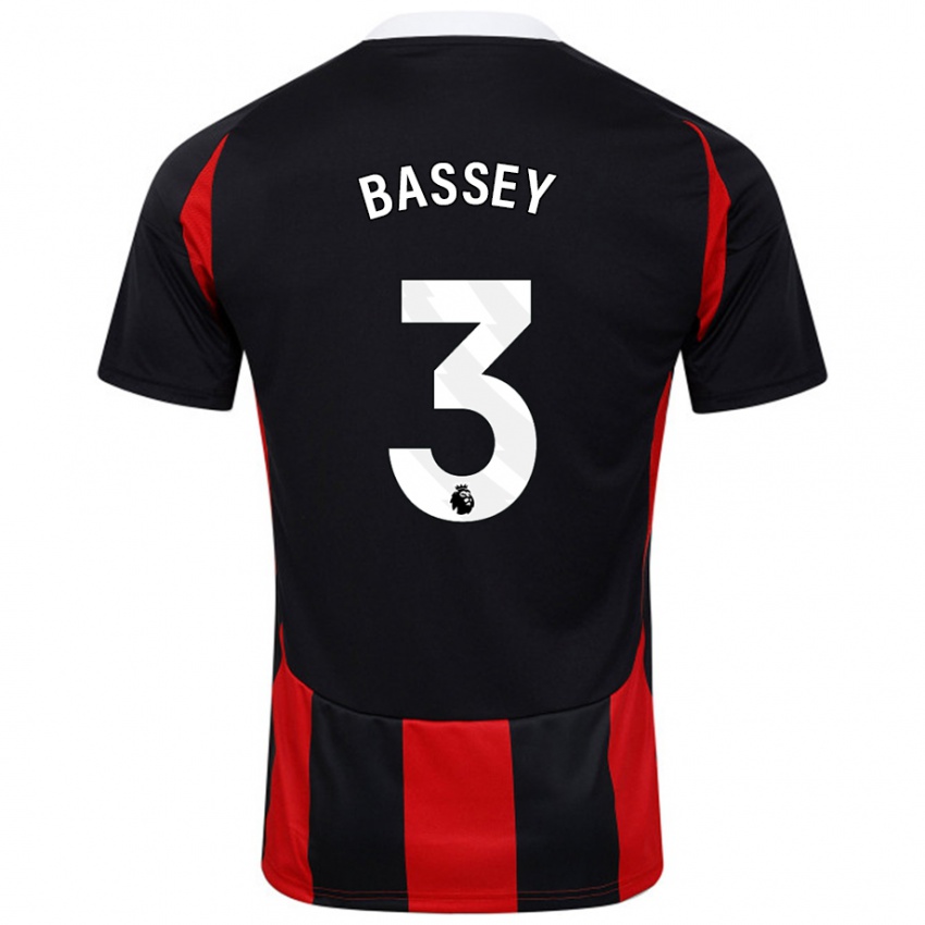 Niño Camiseta Calvin Bassey #3 Negro Rojo 2ª Equipación 2024/25 La Camisa