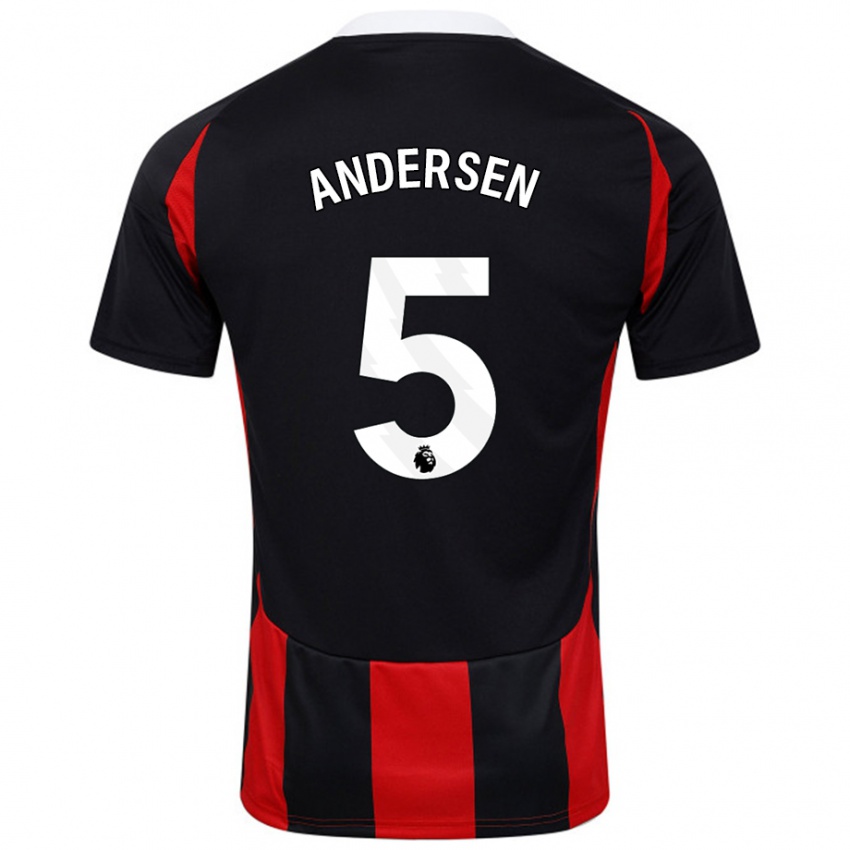 Niño Camiseta Joachim Andersen #5 Negro Rojo 2ª Equipación 2024/25 La Camisa