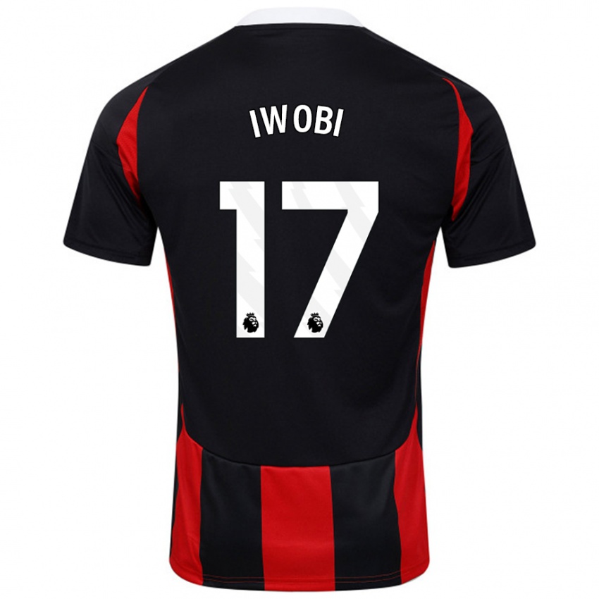 Niño Camiseta Alex Iwobi #17 Negro Rojo 2ª Equipación 2024/25 La Camisa