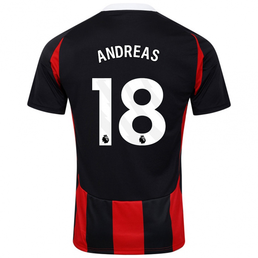 Niño Camiseta Andreas Pereira #18 Negro Rojo 2ª Equipación 2024/25 La Camisa