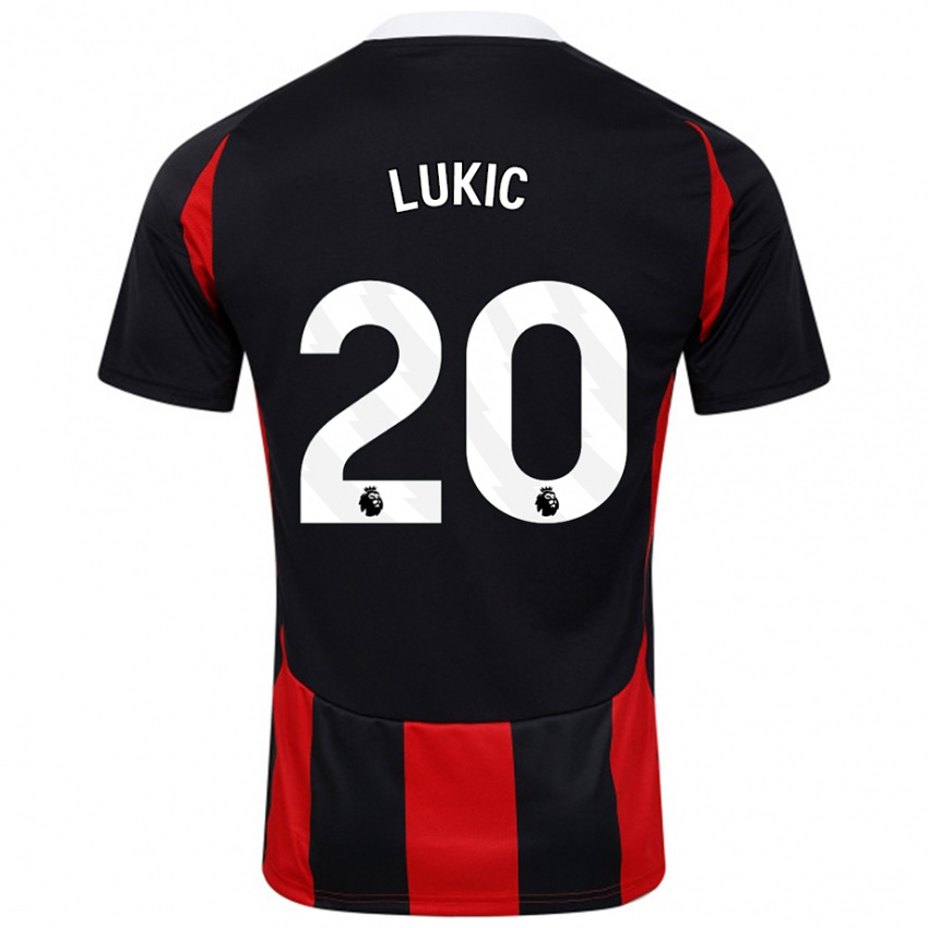 Niño Camiseta Saša Lukić #20 Negro Rojo 2ª Equipación 2024/25 La Camisa